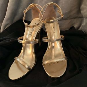 ANNE MICHELLE - Rose-Gold strappy sandal stilettos.  Size 7.5.